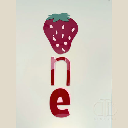 Red Strawberry ONE Acrylic Signage | Birthday Signage | Berry First Birthday Theme | Double Layer Acrylic