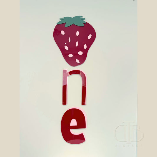 Red Strawberry ONE Acrylic Signage | Birthday Signage | Berry First Birthday Theme | Double Layer Acrylic