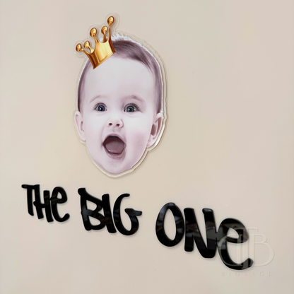 Birthday Signage with Baby Photo | Baby Photo Print on Acrylic | UV Print on Clear Acrylic | Crown Accent