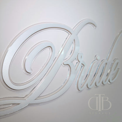 Bride Acrylic Signage | Bridal Shower | Wedding Signage | Pearl Acrylic Limited Edition | Double Layered Acrylic