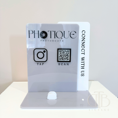 Luxe Social Media Board Sign with NFC and QR Code | Personalised Logo