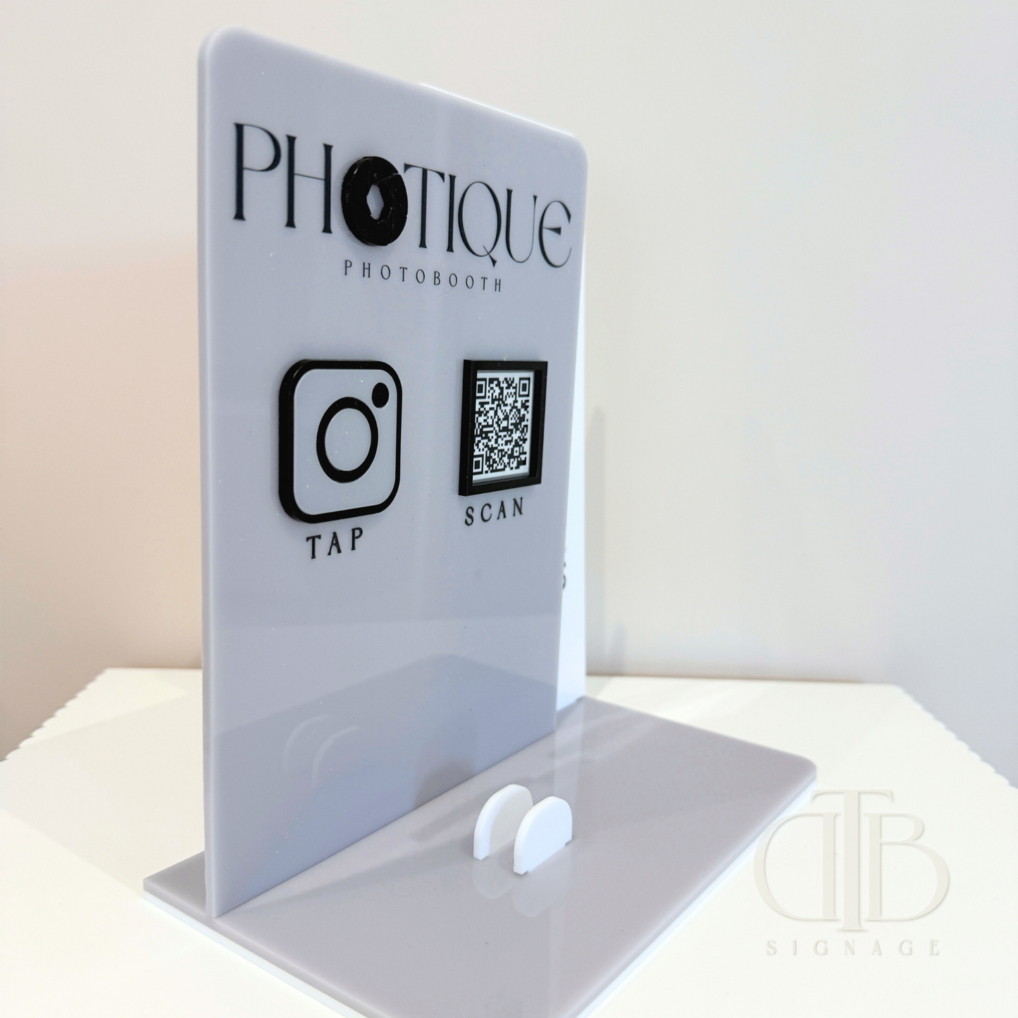 Luxe Social Media Board Sign with NFC and QR Code | Personalised Logo