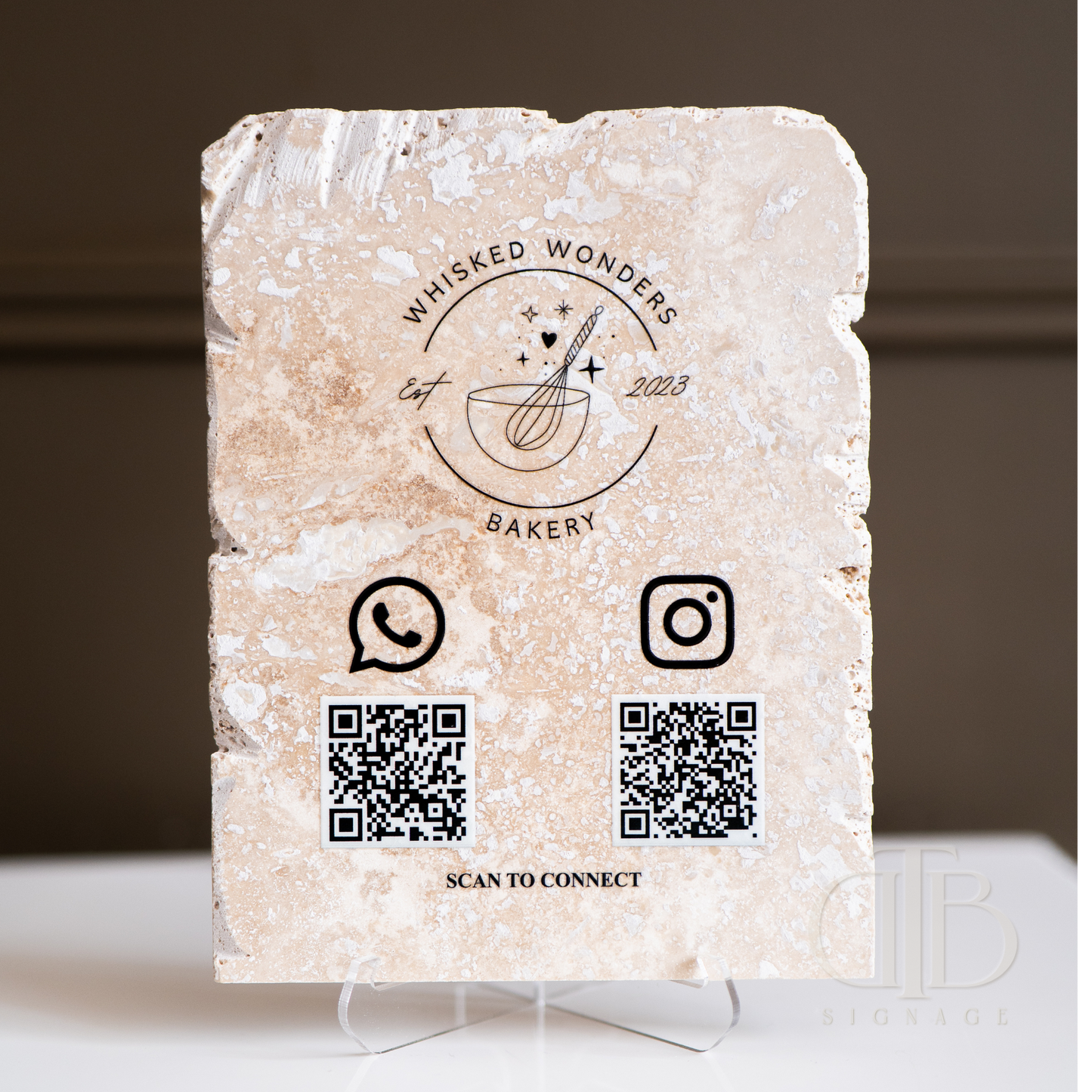 Natural Stone Social Media QR Signage