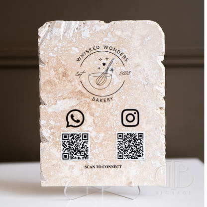 Natural Stone Social Media QR Signage