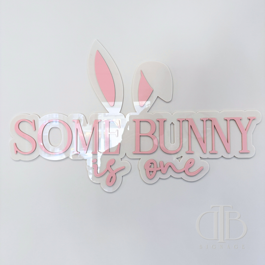 Double Layer Some Bunny is One signage showing gloss effect