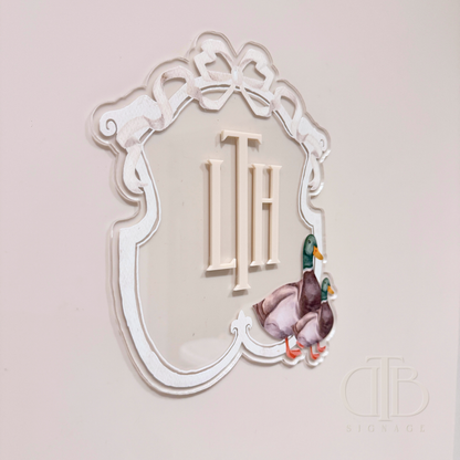 Luxury Crest Wall Sign with Duck Accent | Acrylic Signages | Beige Theme
