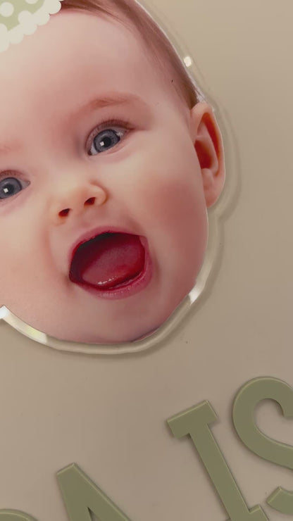 Birthday Signage with Baby Photo | Baby Photo Print on Acrylic | UV Print on Clear Acrylic