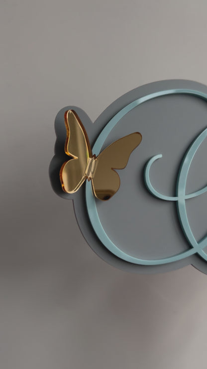 Personalised Nursery Acrylic Signage with 3D Butterfly Accent | Double Layer Acrylic