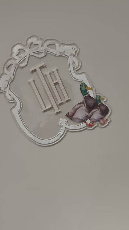 Luxury Crest Wall Sign with Duck Accent | Acrylic Signages | Beige Theme