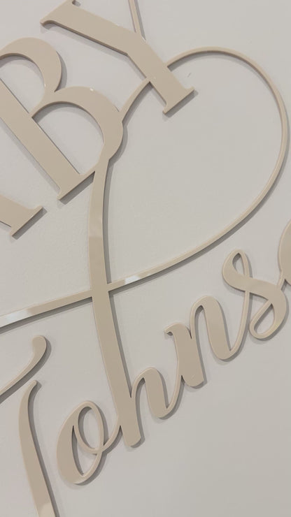Calligraphic Baby Surname | Signage for Baby Shower | Single Layered Acrylic