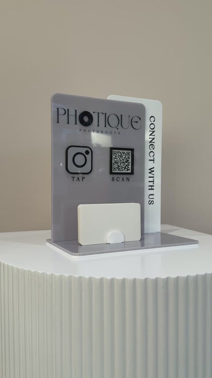 Luxe Social Media Board Sign with NFC and QR Code | Personalised Logo