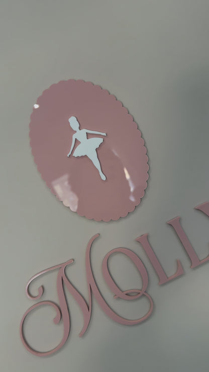 Custom Acrylic Name Signage with Ballet Dance Plaque | Birthday Signage | Nursery Signage | Single Layer Acrylic