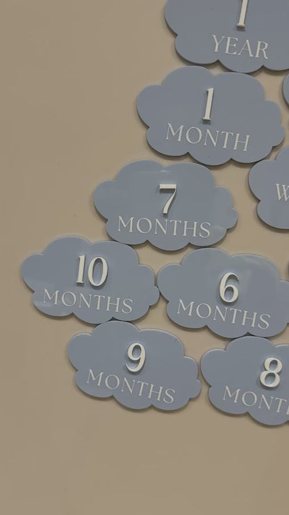 Acrylic Monthly Milestone Disc | Birthday Milestone Acrylic Sign | Acrylic Milestone Signage | Full Set Monthly Milestone Signs | Baby Photo Props | Birth Announcement Signage