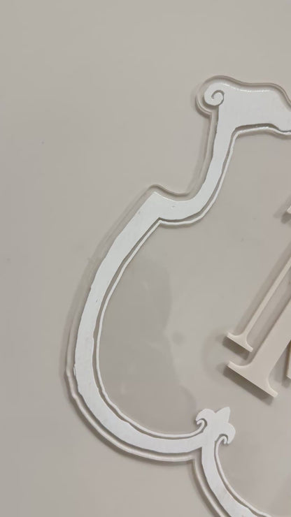 Luxury crest in Beige frame UV printed on clear acrylic, video clip