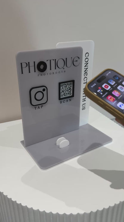 Luxe Social Media Board Sign with NFC and QR Code | Personalised Logo